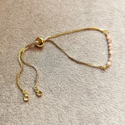 Kunzite - Bracelet réglable en acier inoxydable doré - 4e chakra